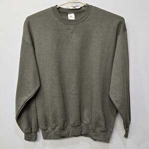M.J. Soffe Sweatshirt Men XL Olive Green Crewneck Pullover Fleece Made in USA